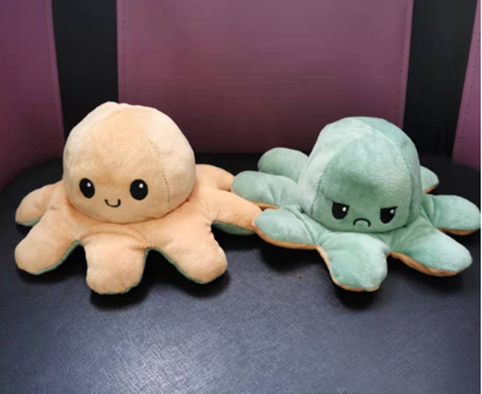 Flip pulpo muñeca pulpo boneco doble cara cambio enojado feliz flip muñeca cojín peluche regalo Specification image
