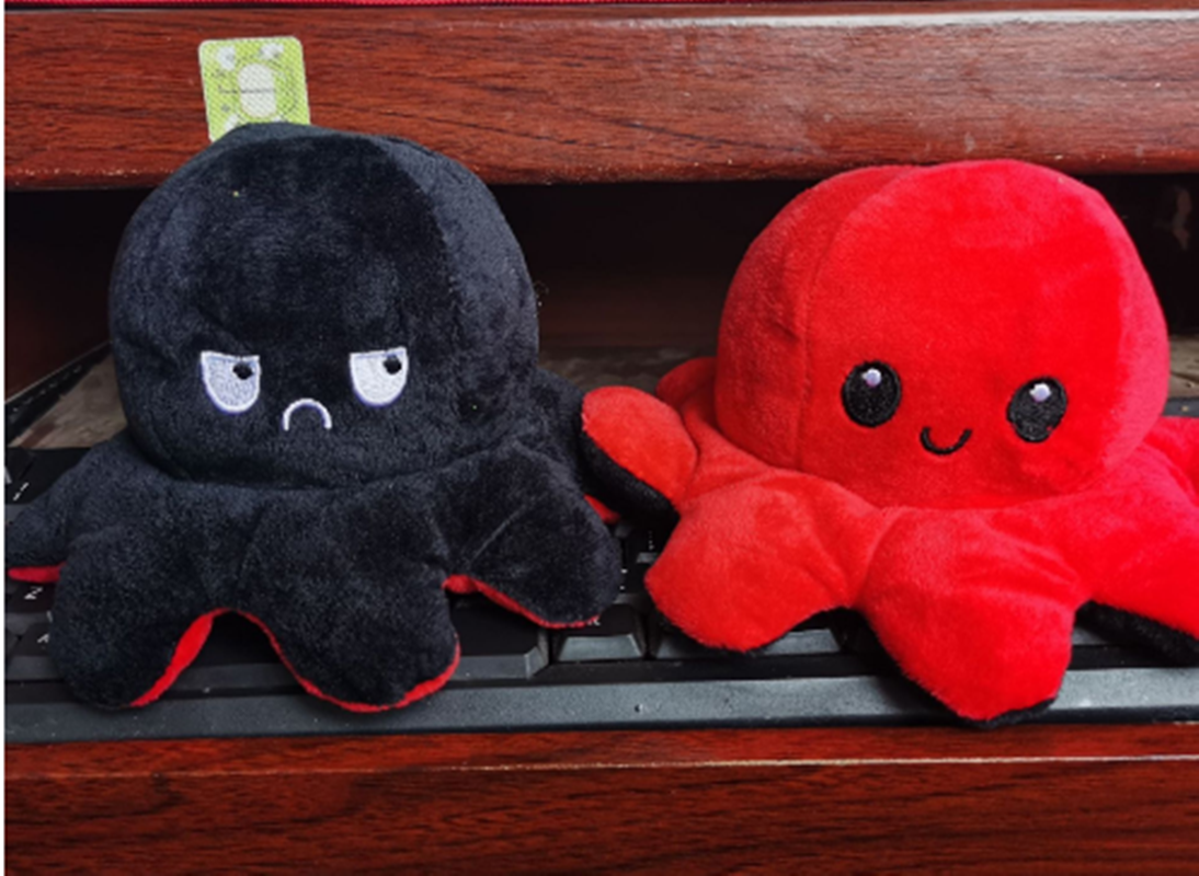 Flip octopus doll, double-sided octopus figurine, face-changing, angry, happy, flip doll, pillow, plush toy gift details Picture