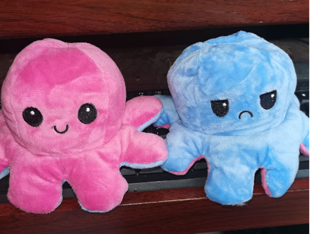 Flip octopus doll, double-sided octopus figurine, face-changing, angry, happy, flip doll, pillow, plush toy gift Specification image