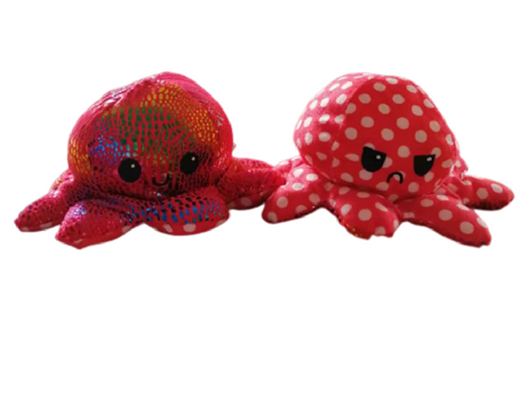Flip pulpo muñeca pulpo boneco doble cara cambio enojado feliz flip muñeca cojín peluche regalo Item Picture