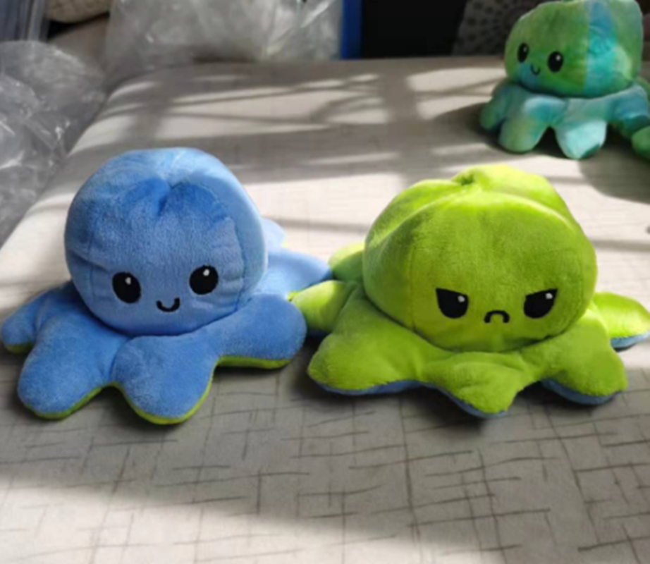Doble cara pulpo peluche rosa aqua verde lindo sensual inquieto desestrés peluche animal Specification image