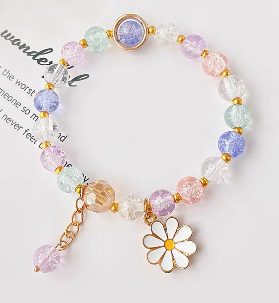 Lead generation gift: Flower-patterned crystal full-bead Daisy children's bracelet details Picture