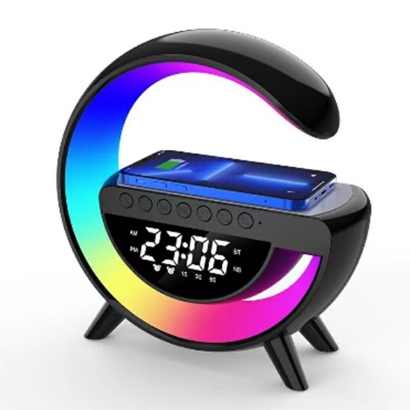New wireless charging speaker, wireless Bluetooth speaker, clock, alarm clock, colorful desk lamp, TF card, FM
