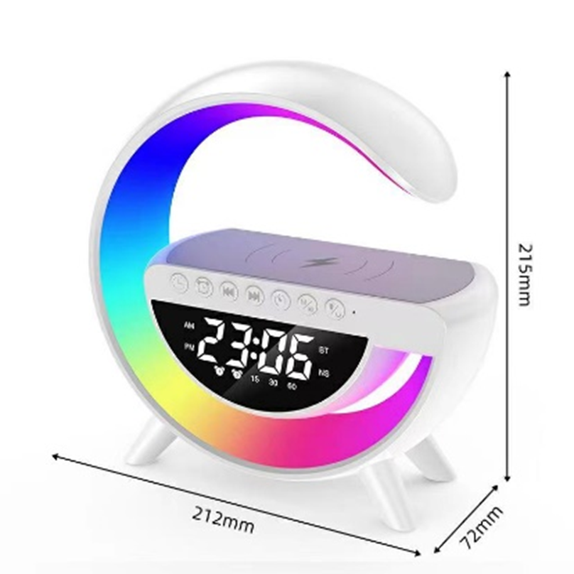 New wireless charging speaker, wireless Bluetooth speaker, clock, alarm clock, colorful desk lamp, TF card, FM detail image 3