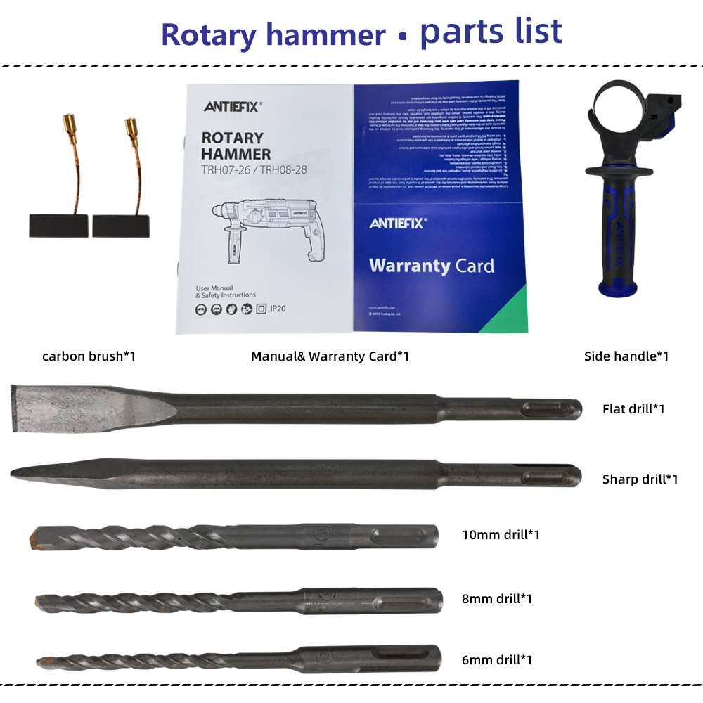 ANTIEFIX28mm electric hammer 1150r/min for drilling concrete floors, red bricks, cement and stones, drilling tips, flattening, electric hammer, ROTARY HAMMERS Application Scenario