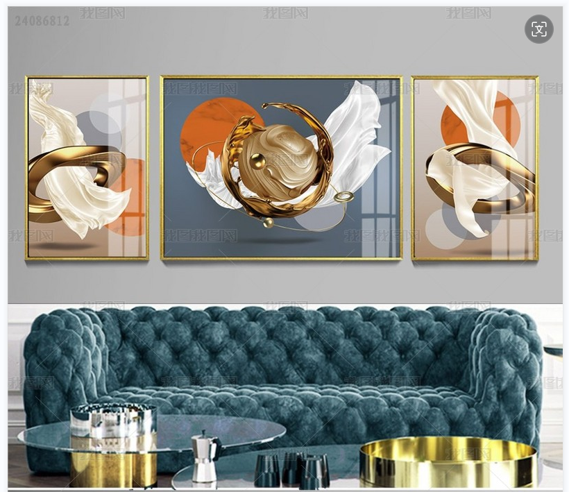 Aluminum Crystal Ceramic Crystal Shell Modern Light And Shadow Series Triptych - Application Scenario