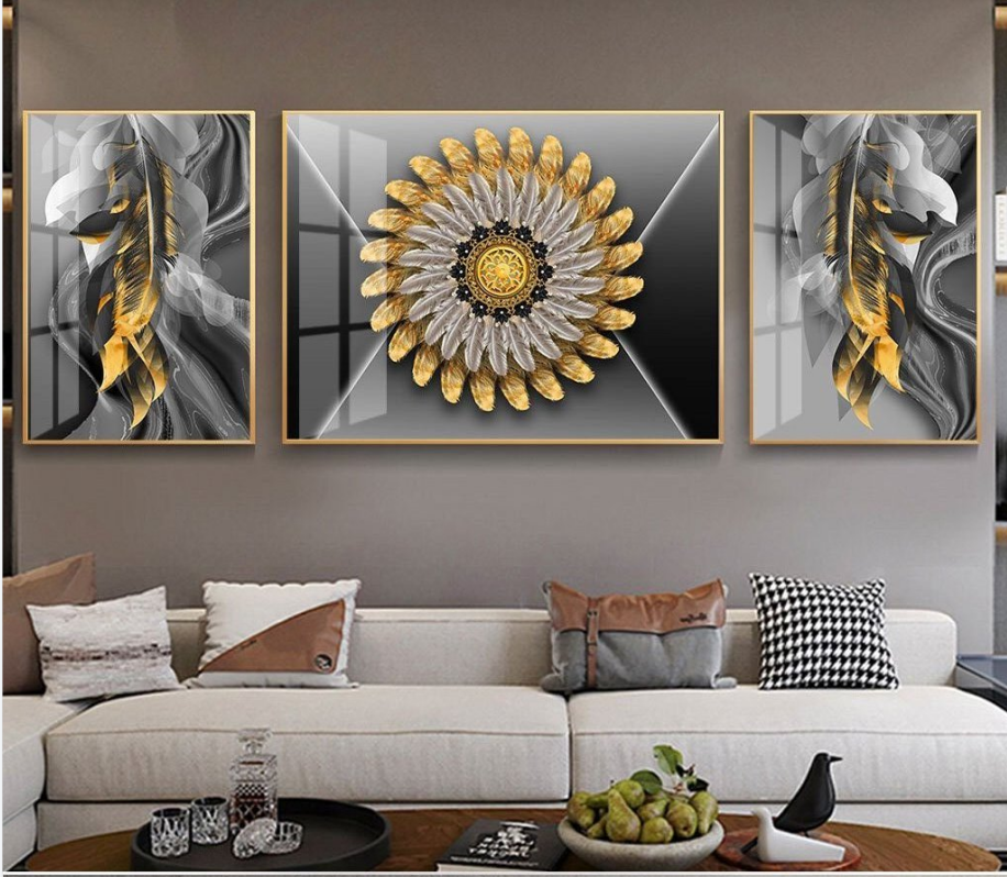 Aluminum Crystal Ceramic Crystal Shell Modern Light And Shadow Series Triptych - Item Picture