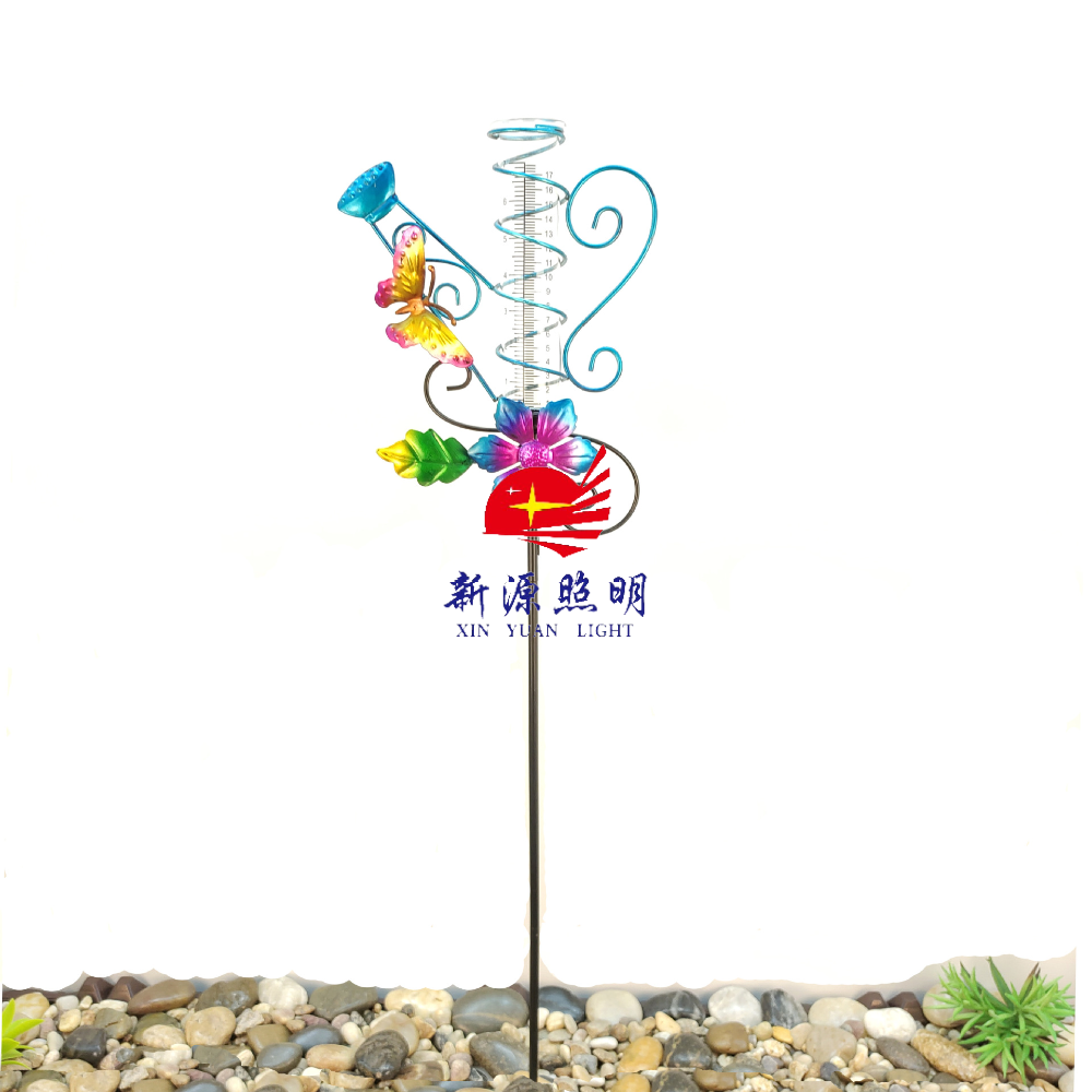 Solar-powered ironwork peacock rain gauge ground plug light Peacock rain gauge solar light ironwork rain gauge ground plug light details Picture