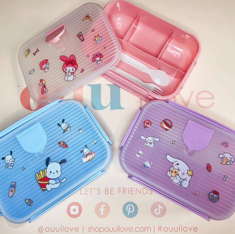 Cute cartoon bento box Single-layer PP lunch box Students creative kids girls plastic lunch box
