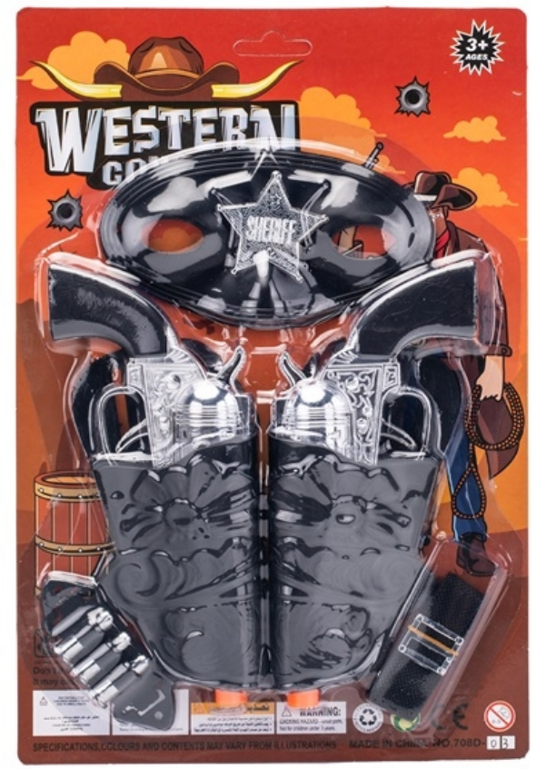 Children's foreign trade suction plate, western electroplated cowboy gun, mixed boy role-playing prop toy gun SWAT details Picture