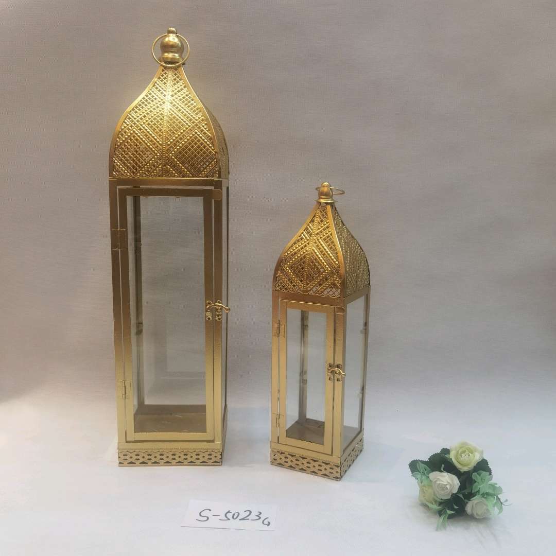 金色风灯方形家居落地庭院摆件S-5023
铁艺+玻璃