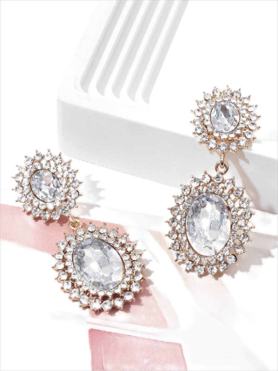 Vintage Oval Sunflower Jewel Earrings For Women With French High Quality Matching Earrings Specification drawing