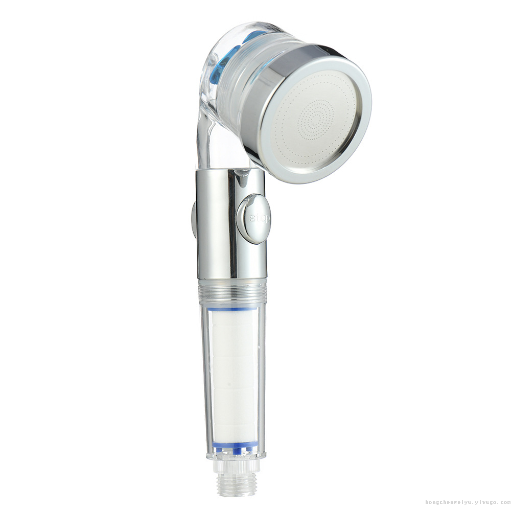 莲蓬头可拆洗花洒头家用淋浴花洒透明柄过滤棉沐浴双涡轮加压喷头详情6
