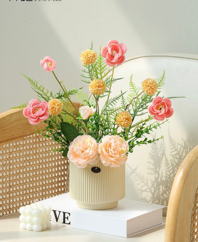 高温陶瓷花盆 多肉花盆 仿真花束插花花盆家居摆件 可漏水花盆 电视机客厅装饰摆件详情5