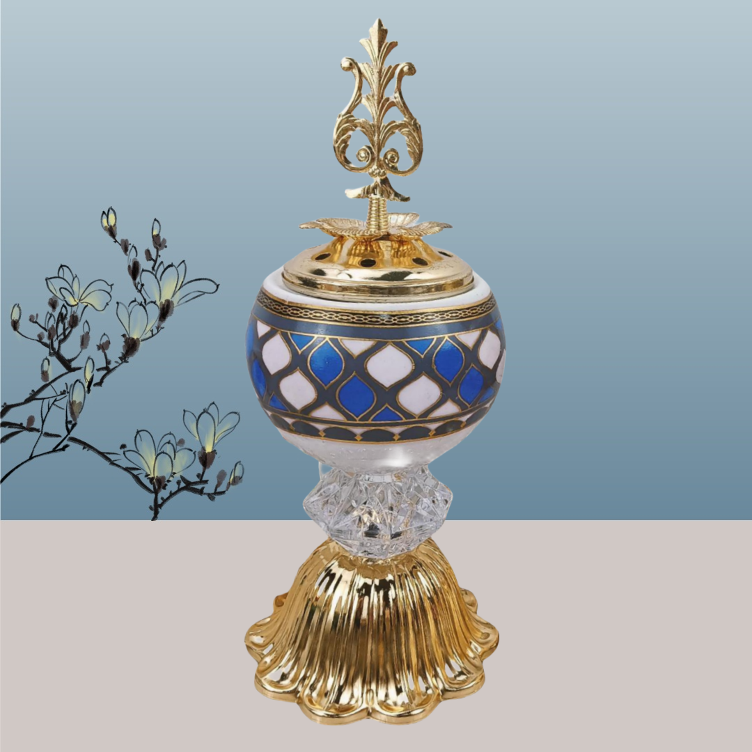 New ceramic with wavy bottom round charcoal incense burner Middle eastern incense burner craft incense burner details Picture