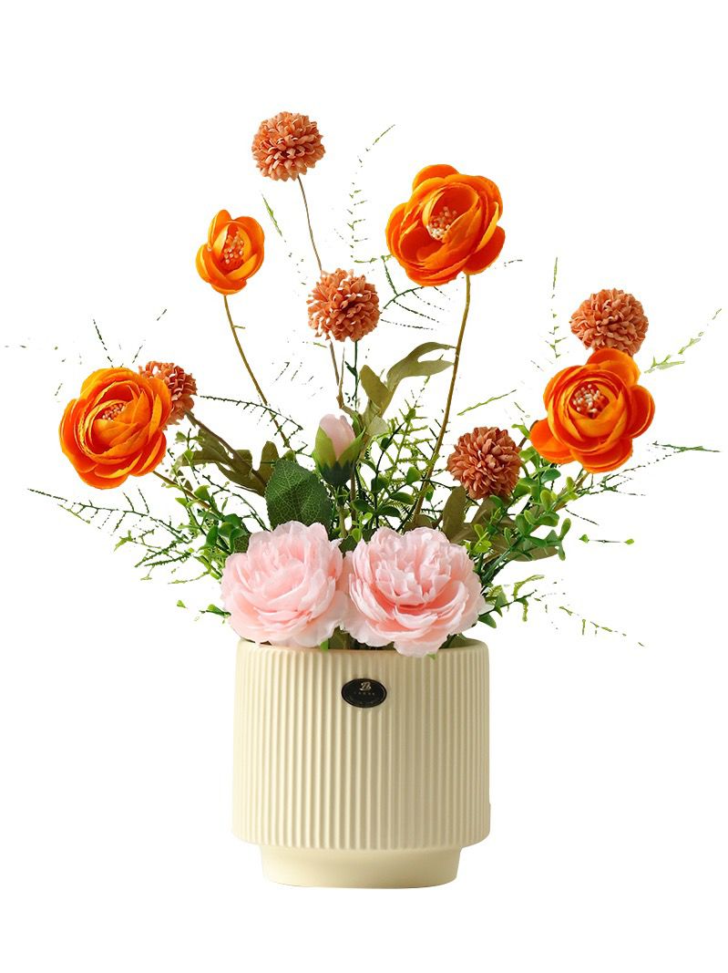 高温陶瓷花盆 多肉花盆 仿真花束插花花盆家居摆件 可漏水花盆 电视机客厅装饰摆件详情6