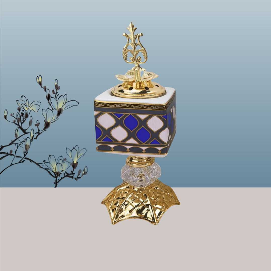 New ceramic with round bottom square charcoal incense burner Middle eastern incense burner craft incense burner details Picture