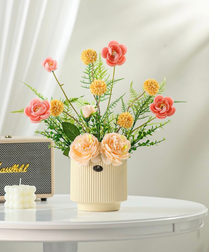 高温陶瓷花盆 多肉花盆 仿真花束插花花盆家居摆件 可漏水花盆 电视机客厅装饰摆件详情2