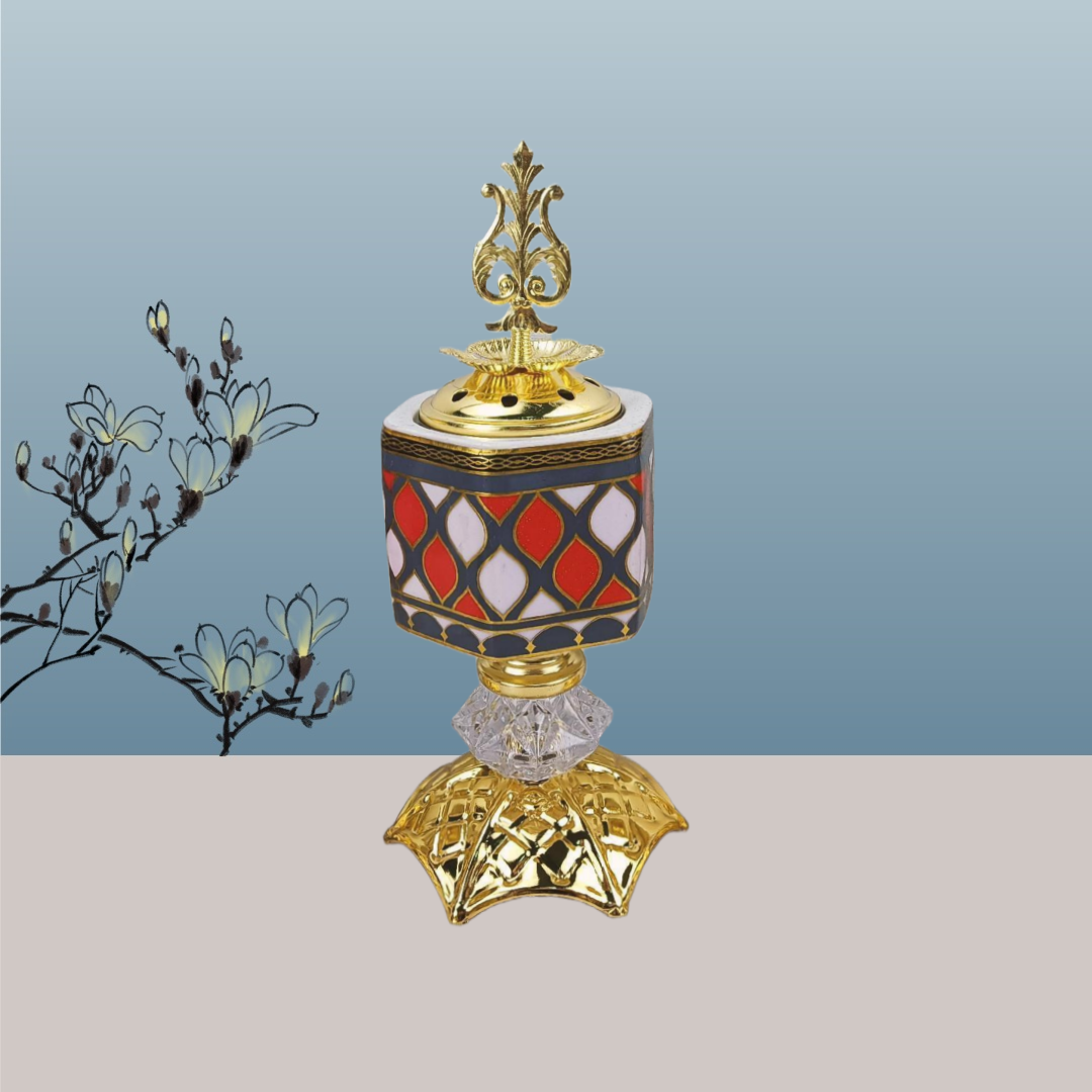 New ceramic with round bottom hexagonal charcoal incense burner Middle eastern incense burner craft incense burner Specification image