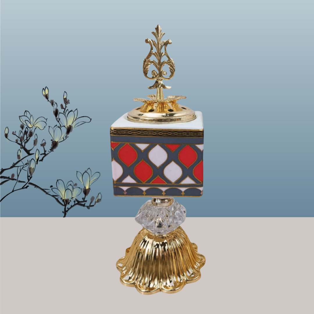 New ceramic with wavy base square charcoal incense burner Middle eastern incense burner craft incense burner details Picture