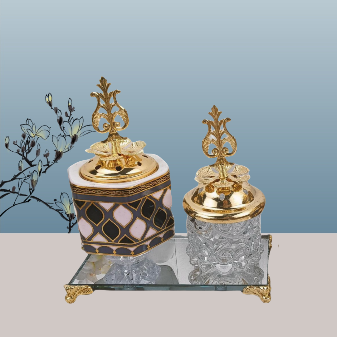 New ceramic. Mirror bottom six-sided charcoal incense burner middle eastern incense burner craft incense burner details Picture