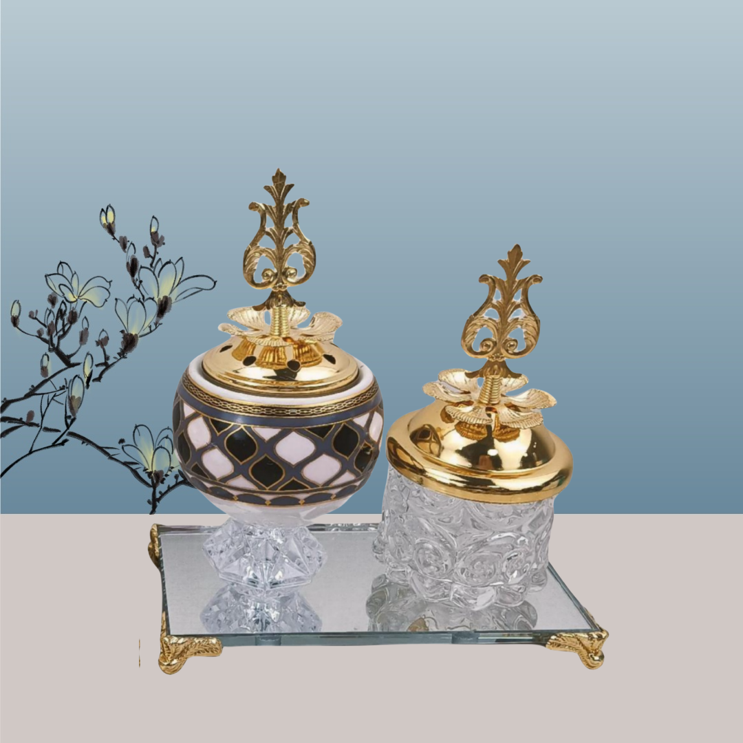 New ceramic mirror bottom spherical charcoal incense burner Middle Eastern incense burner craft incense burner Specification image