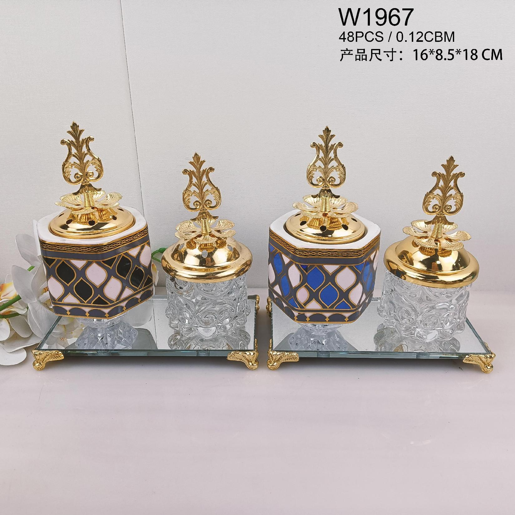 New ceramic. Mirror bottom six-sided charcoal incense burner middle eastern incense burner craft incense burner