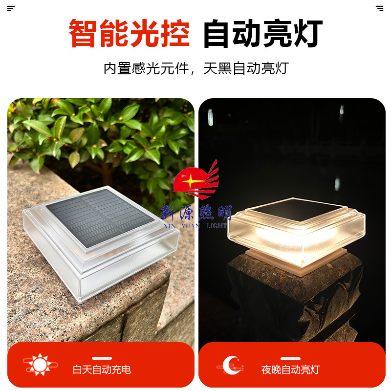 New solar lamps, outdoor courtyard lamps, garden villa column head lamps, outdoor wall head waterproof street lamps and landscape lamps Specification image