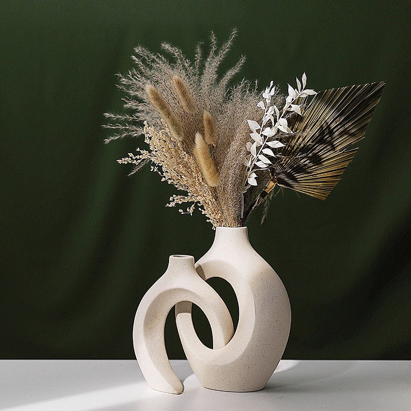 欧式陶瓷花瓶组合ins风创意白色简约高级感家居装饰摆件批发花器