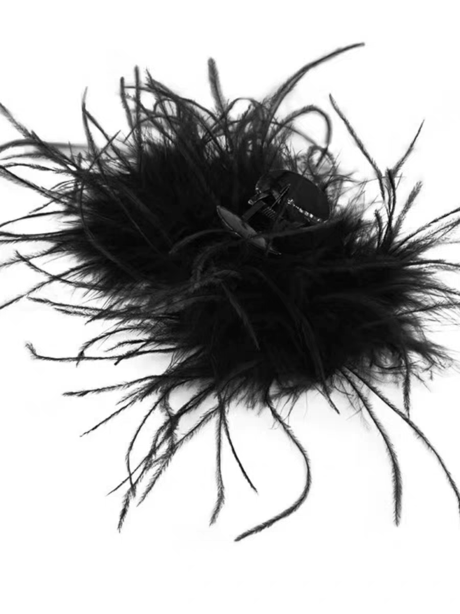 Super fairy clip headwear, shark clip, ins style feather claw clip, high-end ostrich hair clip, back of the head shark clip