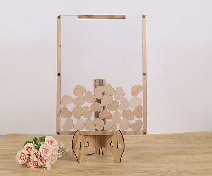 New product on the market! Wooden wedding sign-in desk, exquisite tabletop ornaments, party table setting, desktop message book, making every gathering leave a wonderful memory! Specification image