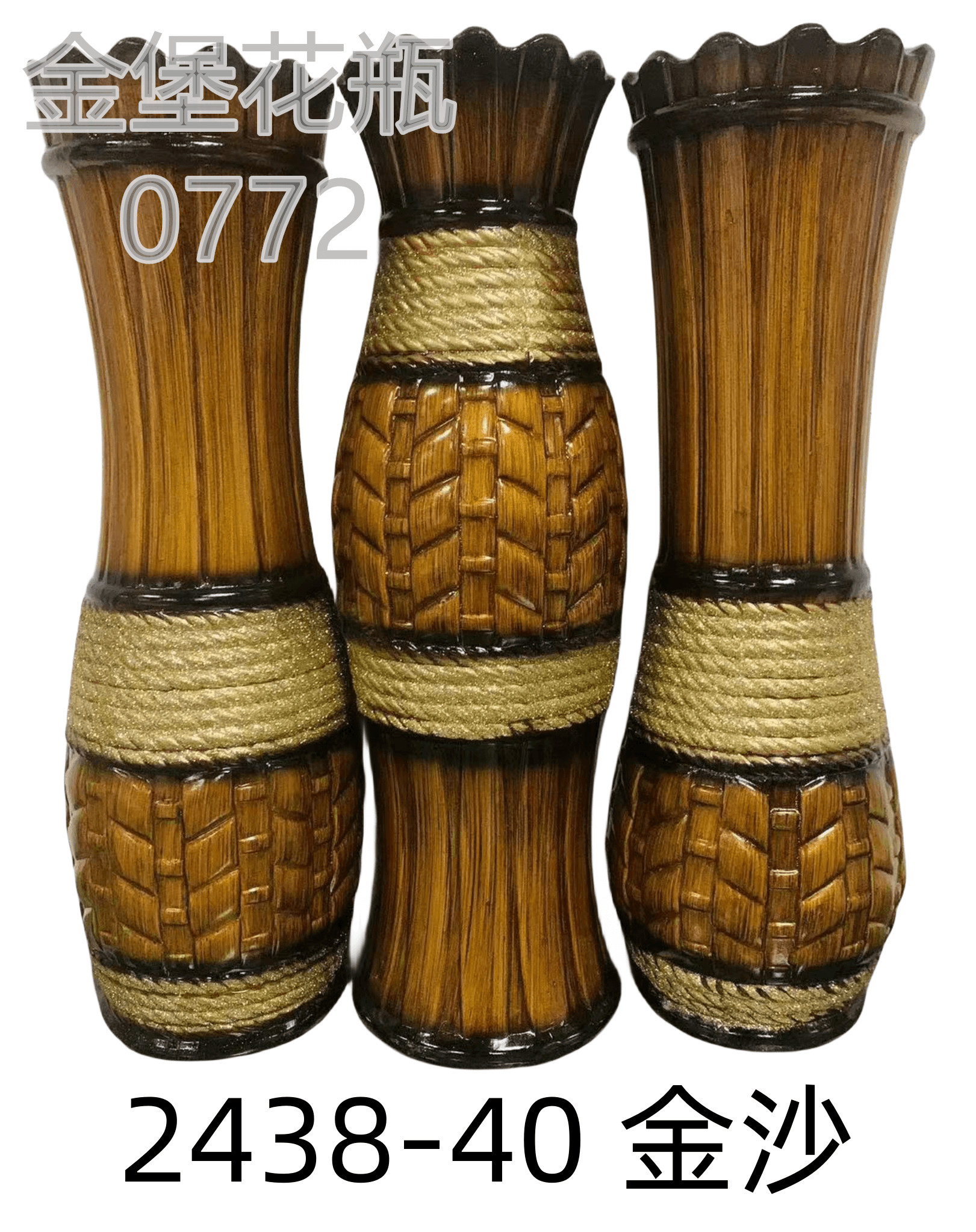 60cm ceramic vase, low-temperature painted European-style vase, home decoration item, living room decoration, simulated vase, 5 Golden castle vase details Picture