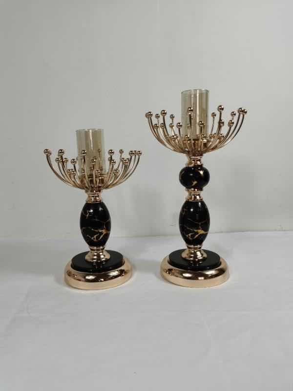 Iron and glass candlestick