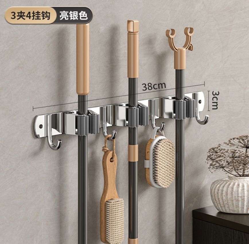201 Non-perforated mop, wall-mounted bracket, hook, balcony, bathroom, toilet, snap-on fixed broom, storage and hanging rack, only for export, only for export, only for export, only for export Specification image