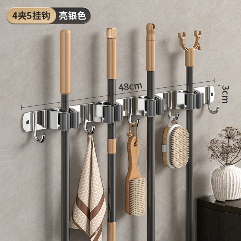 201 Non-perforated mop, wall-mounted bracket, hook, balcony, bathroom, toilet, snap-on fixed broom, storage and hanging rack, only for export, only for export, only for export, only for export Application Scenario