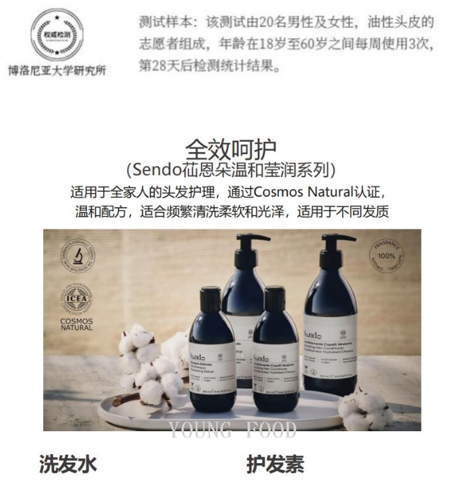 批发包邮意大利原装进口Sendo 轻盈顺柔洗发水250ml 个人清洁洗护详情23