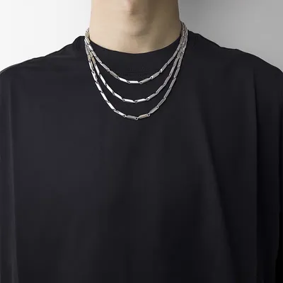 Men's high sense diamond shaped titanium steel necklace thumbnail