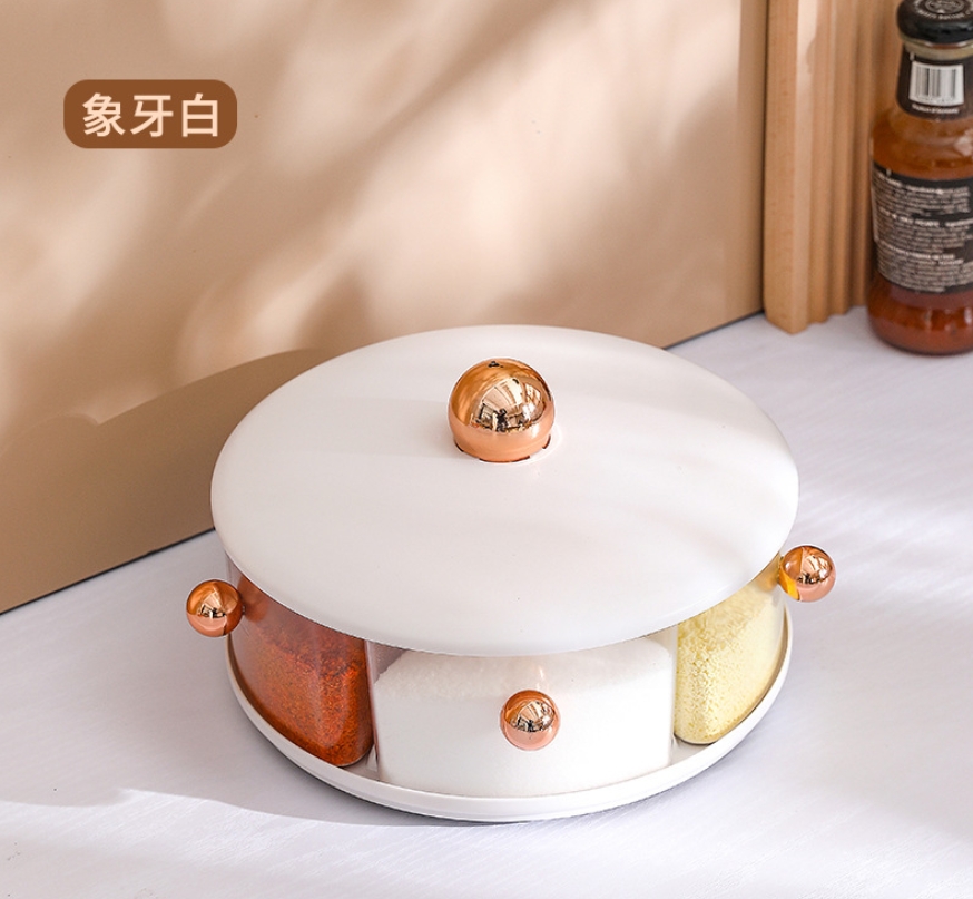 Rotatable seasoning box combination set, salt, household seasoning jar, monosodium glutamate, kitchenware all-in-one multi-style seasoning box Specification image