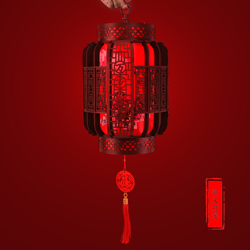 中国风走马红灯笼实木旋转灯笼 元旦新年阳台茶楼喜庆宫灯装饰春