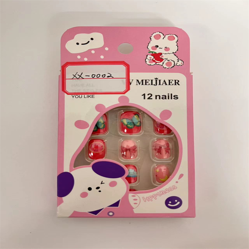 Xindeu Culture Group glory produced XDXX-0002 children's jewelry nail nails Summer Night sweetheart wear nails Love nail patch Gradient nail patch Gentle fake nail nail patch finished nails details Picture
