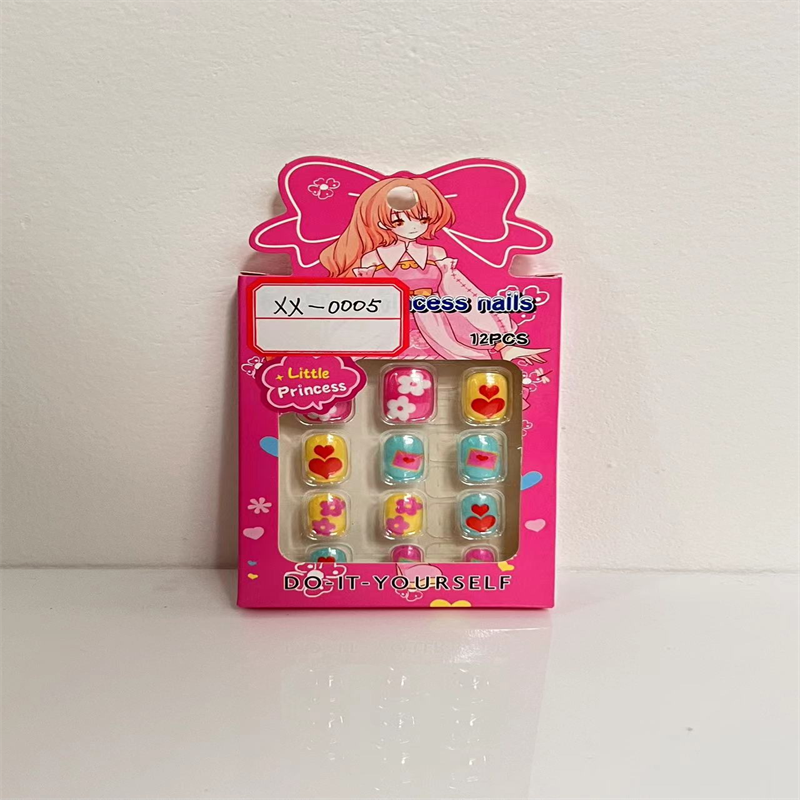 Xindu Culture Group glory produced XDXX-0005 Children's nail patch wear nail short transparent handmade nail patch wearable detachable children's jewelry nail art details Picture