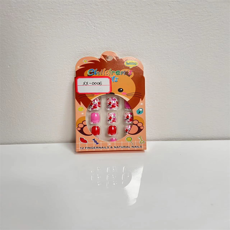 Xindu Culture Group glory produced XDXX-0006 nail art product box printed cartoon children's wear nail, fake nail nail piece removable children's jewelry nail art with back adhesive patch Item Picture