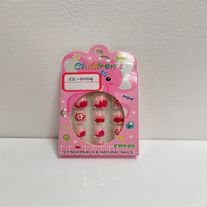 Xindu Culture Group glory produced XDXX-0004 children's jewelry nail wear nail plate wholesale the whole light and light all stick trapezoid seamless nail plate free of cutting transparent frosted nail plate Item Picture