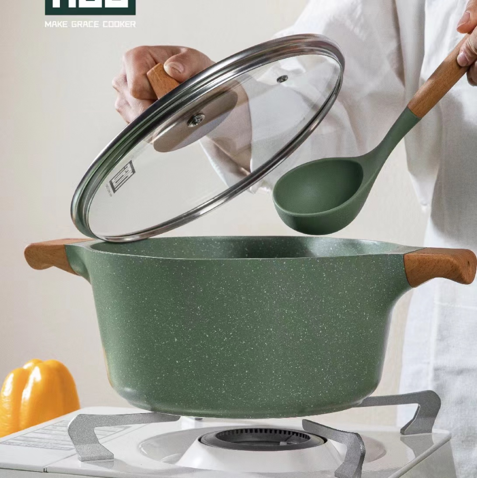 European stock pot medical stone non-stick die cast aluminum frying pan stock pot details Picture