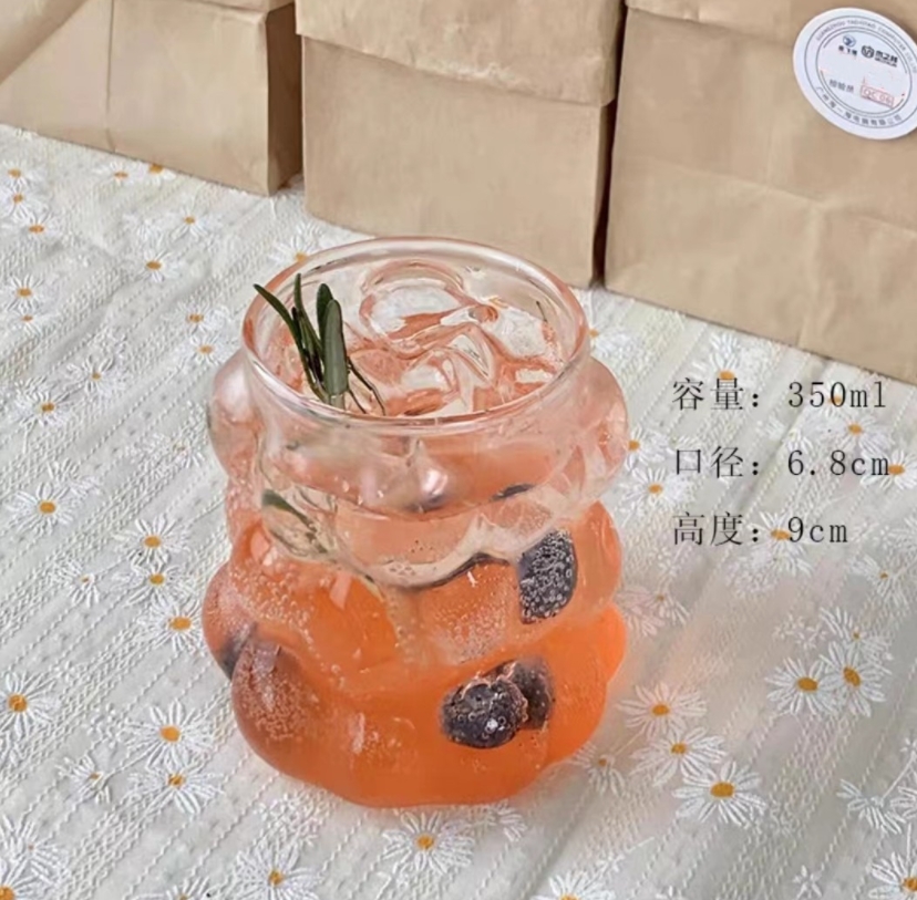 Grape high borosilicate glass water cup, transparent glass coffee cup with handle, juice cup, milk single-layer cup pic 5