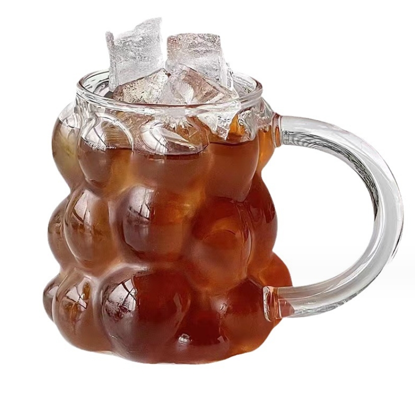 Grape high borosilicate glass water cup, transparent glass coffee cup with handle, juice cup, milk single-layer cup pic 4