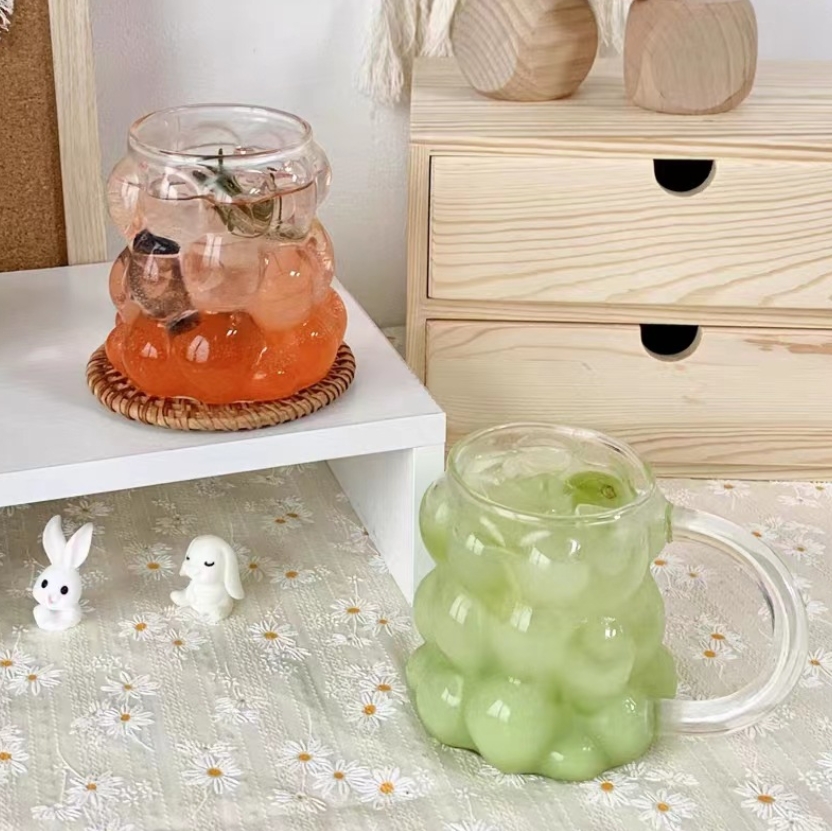 Grape high borosilicate glass water cup, transparent glass coffee cup with handle, juice cup, milk single-layer cup pic 3