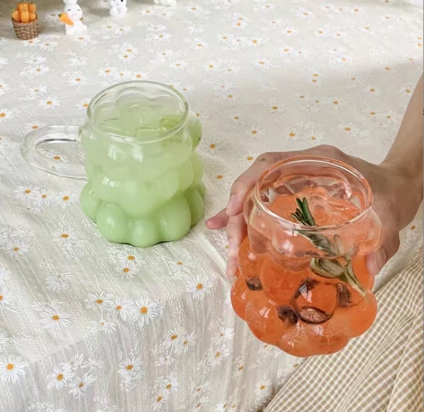 Grape high borosilicate glass water cup, transparent glass coffee cup with handle, juice cup, milk single-layer cup pic 2