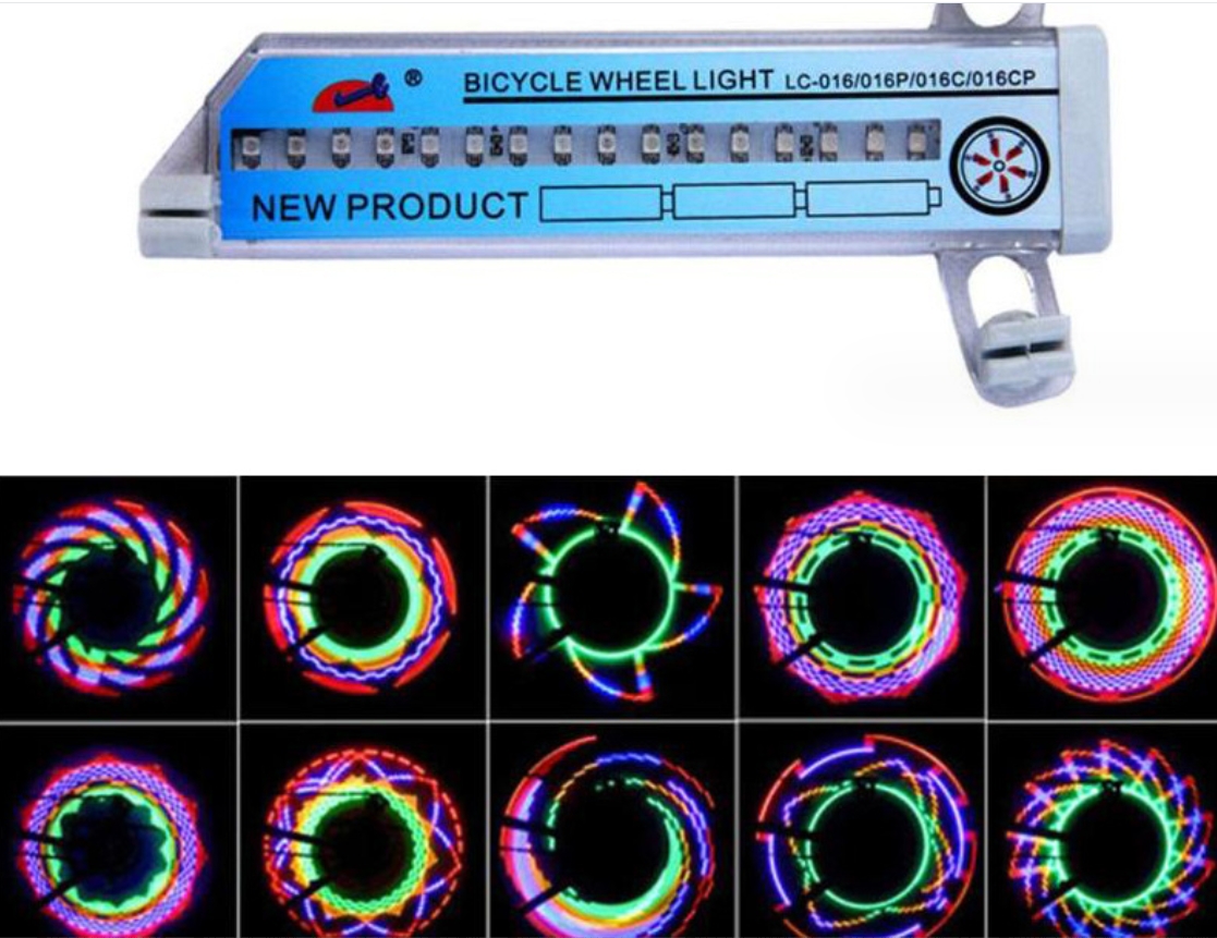 自行车辐条灯32led炫彩骑士风火轮山地车骑行装备单车车轮灯骑行白底实物图