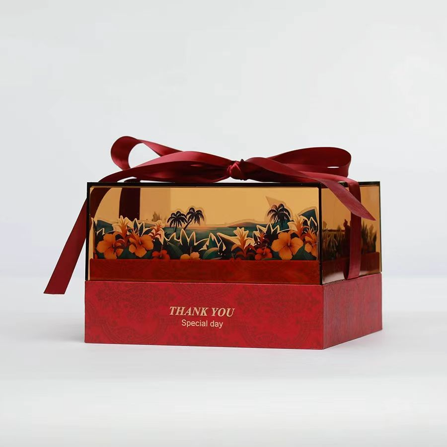 森系亚克力丝带礼盒喜糖盒伴手礼空盒高级盒子包装盒
